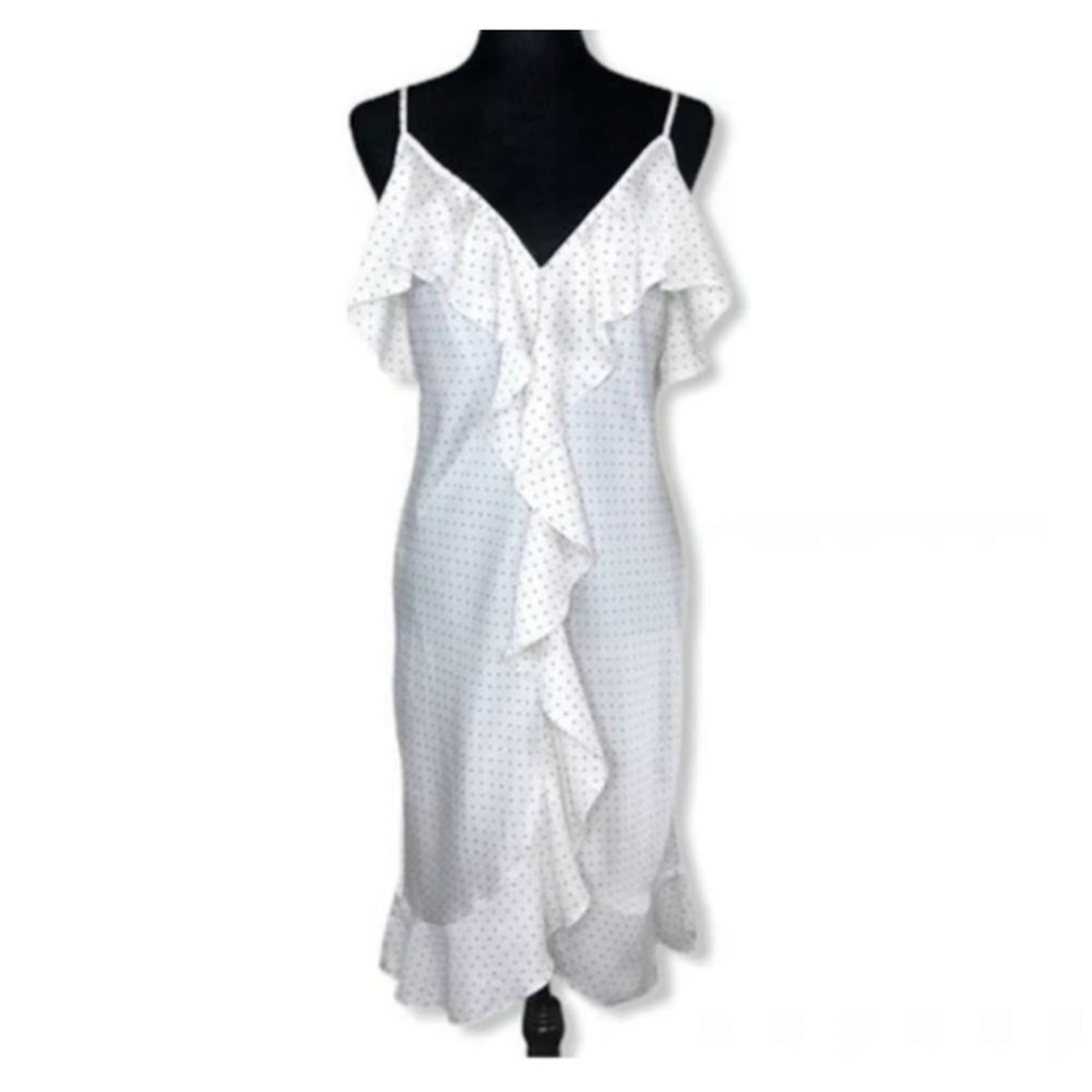 EXCELLENT CONDITION VICTORIA SECRET SATIN RUFFLE POLKA DOT CHEMISE SIZE XS